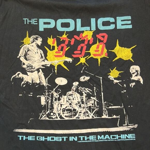 CHA SOR Men's Multi-Color Black Graphic Tee Shirt, "The Police" Band Tee, Size M - Picture 4 of 6